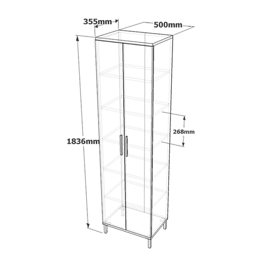 NORDVÄRK VE4 multifunktionsskab, m. 2 lger og 5 hylder - brun og antracitgr melamin og metal