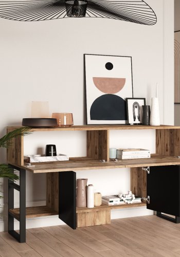 NORDVÄRK ML25 konsolbord, m. 4 lger - natur melamin og metal (138,8x43,3)