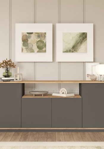 NORDVÄRK FR15-AA sknk, m. 4 lger, 2 hylder, 1 rum - antracitgr og natur melamin