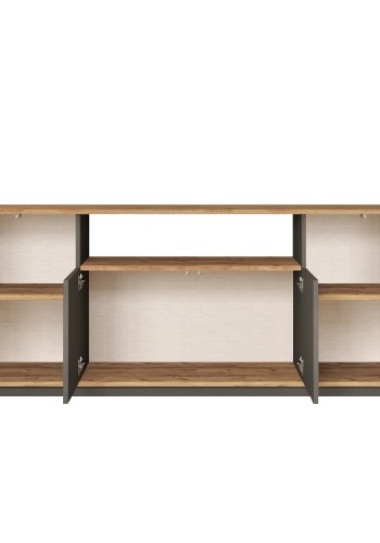 NORDVÄRK FR15-AA sknk, m. 4 lger, 2 hylder, 1 rum - antracitgr og natur melamin