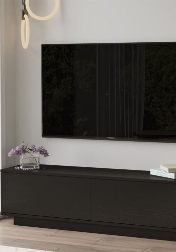 NORDVÄRK FN1 TV-bord, m. 2 lger - sort melamin (140x35,5)