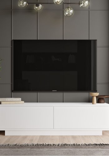 NORDVÄRK FN1 TV-bord, m. 2 lger - hvid melamin (140x35,5)
