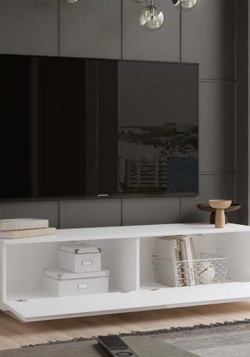 NORDVÄRK FN1 TV-bord, m. 2 lger - hvid melamin (140x35,5)