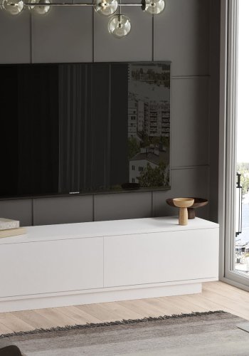 NORDVÄRK FN1 TV-bord, m. 2 lger - hvid melamin (140x35,5)