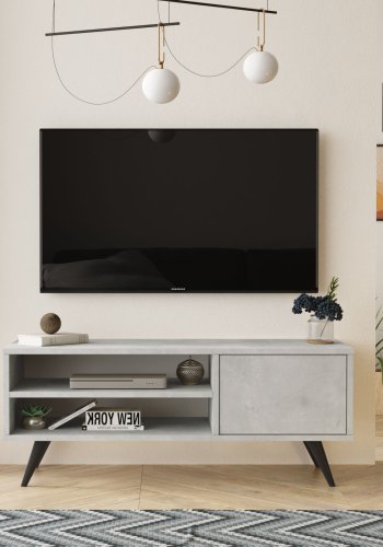 NORDVÄRK CD1 TV-bord, m. 1 lge og 1 hylde - stengr melamin og sort tr (110x40)