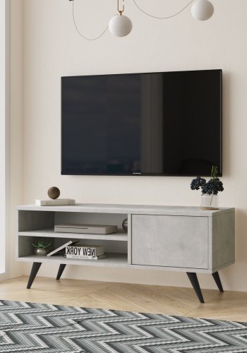 NORDVÄRK CD1 TV-bord, m. 1 lge og 1 hylde - stengr melamin og sort tr (110x40)