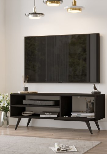 NORDVÄRK CD1 TV-bord, m. 1 lge og 1 hylde - sort melamin og tr (110x40)