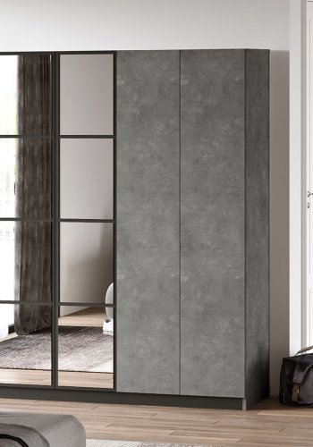 NORDVÄRK HM3 garderobeskab, spejl, 6 lger, 3 bjlestnger, 5 hylder, 2 skuffer - antracit melamin