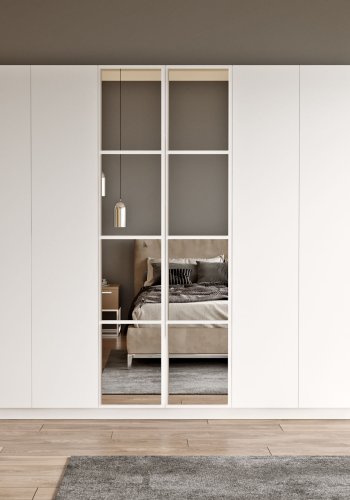 NORDVÄRK HM3 garderobeskab, m. spejl, 6 lger, 3 bjlestnger, 5 hylder, 2 skuffer - hvid melamin