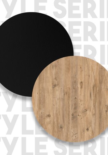 NORDVÄRK ST1 barbord, m. 3 hylder - natur og sort melamin (120x51,6)