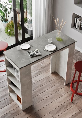 NORDVÄRK ST1 barbord, m. 3 hylder - gr melamin (120x51,6)