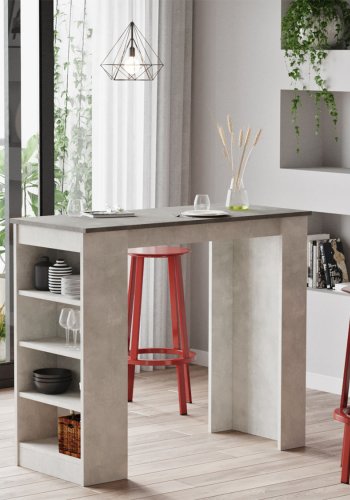 NORDVÄRK ST1 barbord, m. 3 hylder - gr melamin (120x51,6)