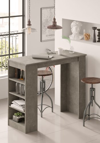 NORDVÄRK ST1 barbord, m. 3 hylder - gr melamin (120x51,6)