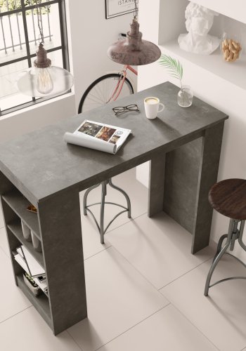 NORDVÄRK ST1 barbord, m. 3 hylder - gr melamin (120x51,6)