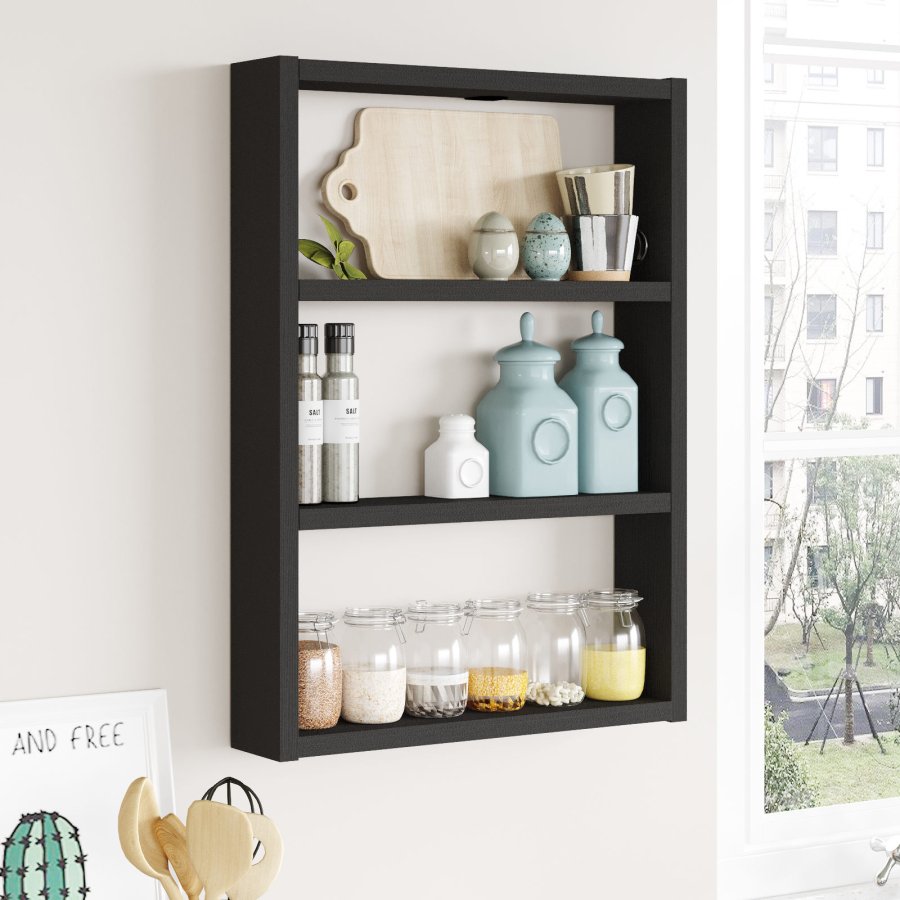 NORDVÄRK PR1 vghylde, m. 3 rum - sort melamin