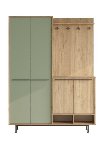 FUNZI LIVING OS1-SY entrést, m. knager og 2 skabe - grn og natur melamin