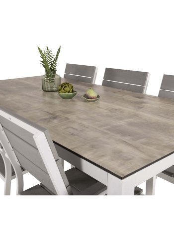 VENTURE DESIGN rektangulr Llama havebord - gr HPL og hvid aluminium (205x100)