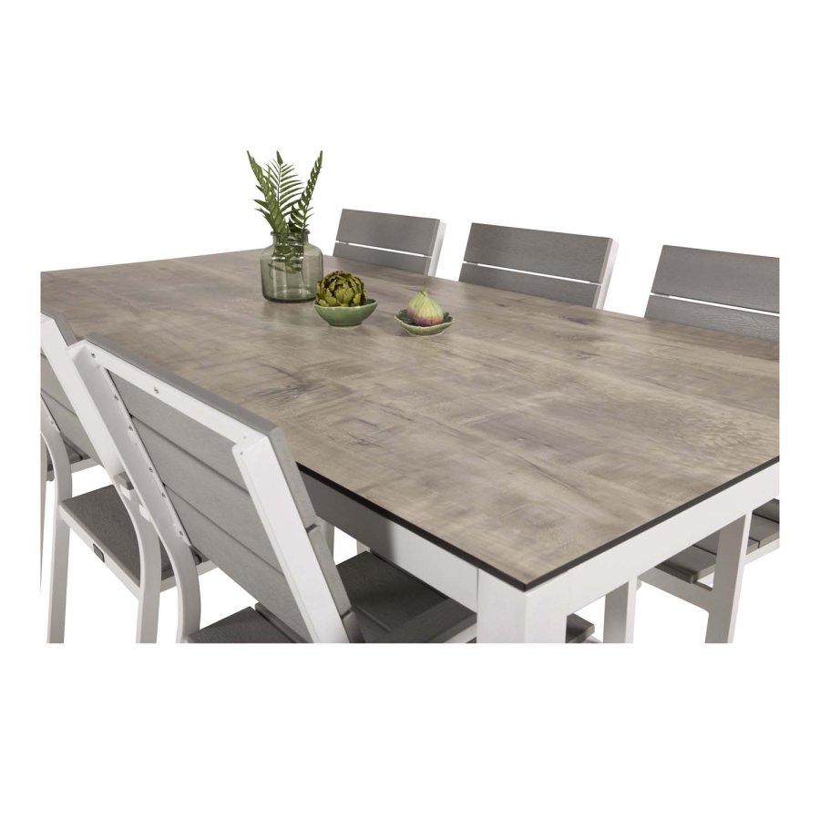 VENTURE DESIGN rektangulr Llama havebord - gr HPL og hvid aluminium (205x100)