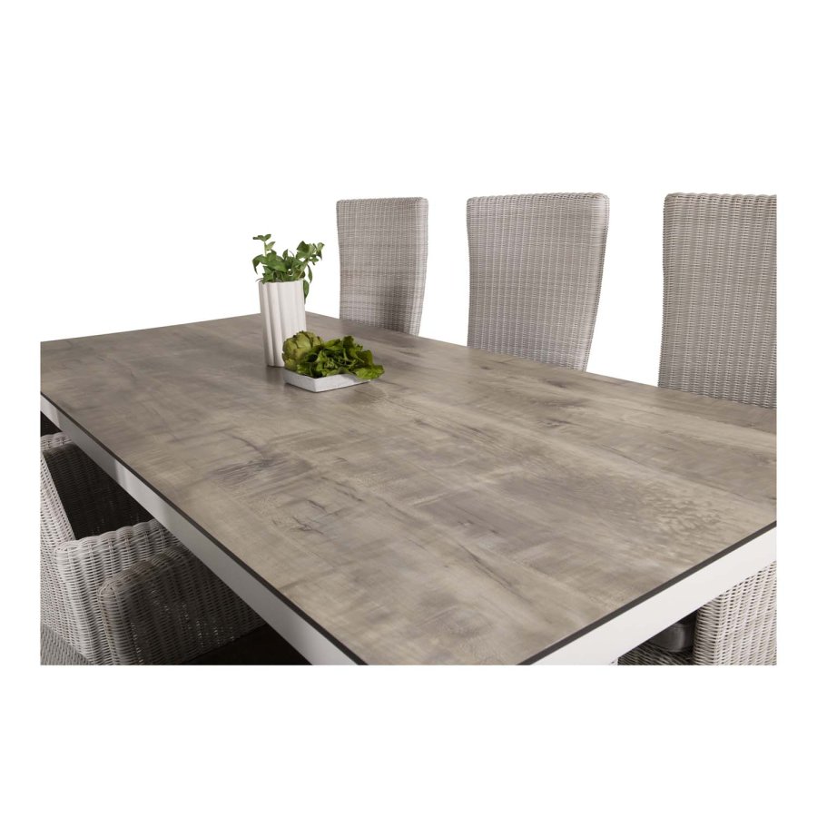 VENTURE DESIGN rektangulr Llama havebord - gr HPL og hvid aluminium (205x100)