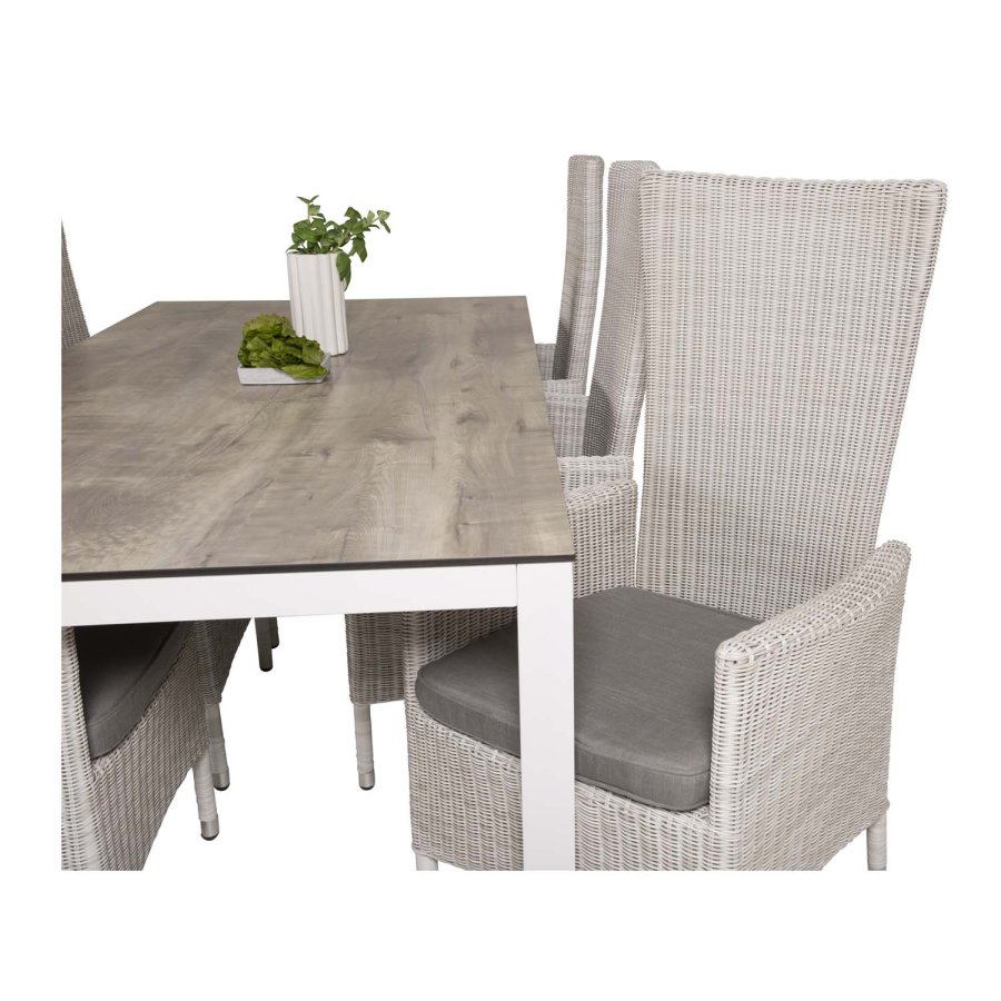 VENTURE DESIGN rektangulr Llama havebord - gr HPL og hvid aluminium (205x100)