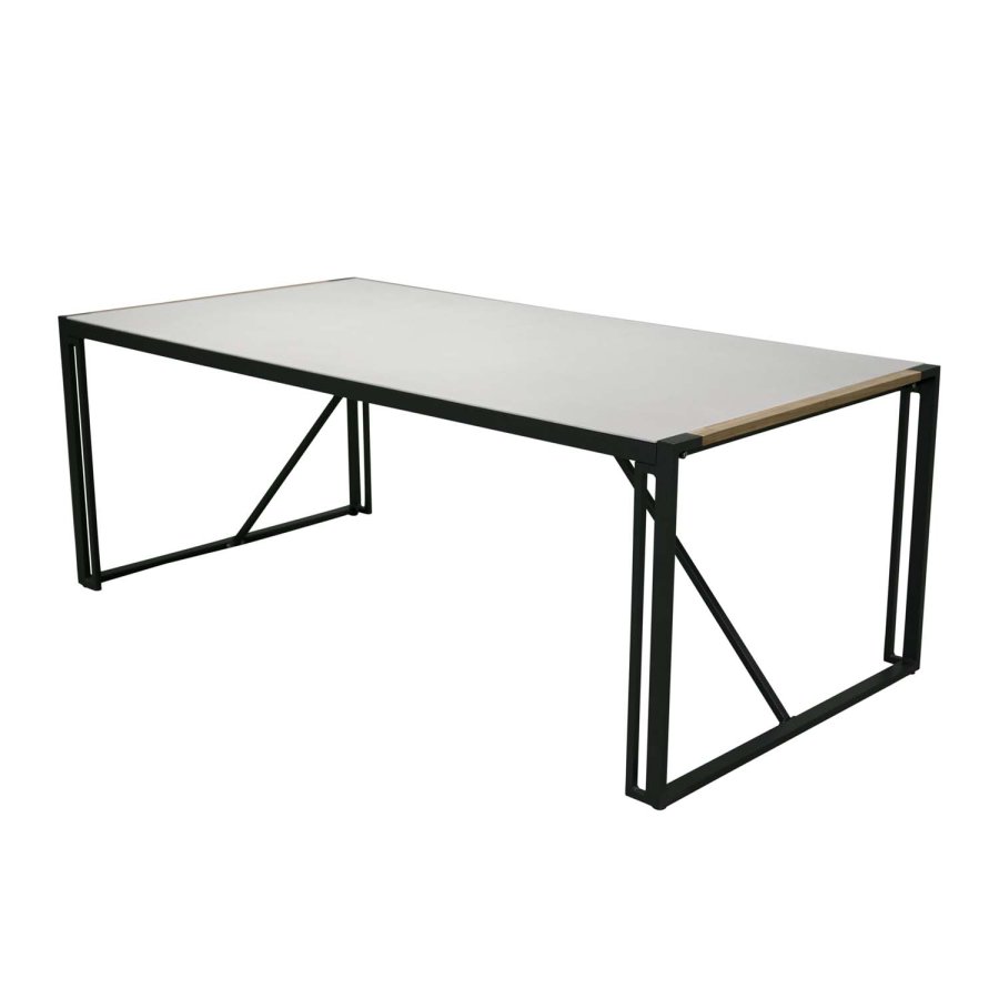 VENTURE DESIGN rektangulr Texas havebord - gr glas og sort aluminium (200x100)