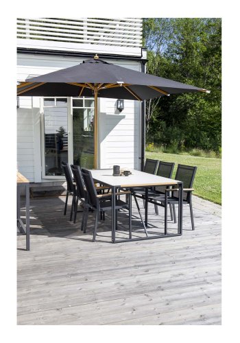 VENTURE DESIGN Naxos parasol 3m - natur tr og sort polyester 