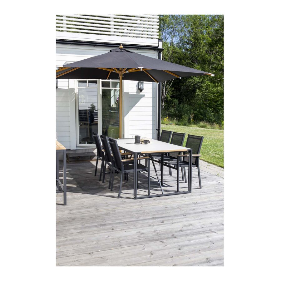 VENTURE DESIGN Naxos parasol 3m - natur tr og sort polyester 