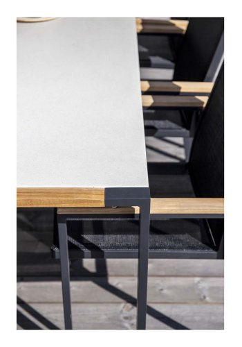 VENTURE DESIGN rektangulr Texas havebord - gr glas og sort aluminium (200x100)