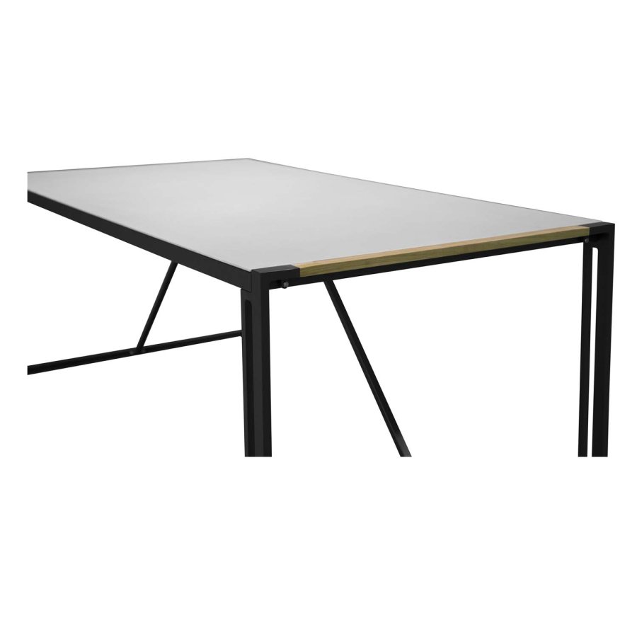 VENTURE DESIGN rektangulr Texas havebord - gr glas og sort aluminium (200x100)