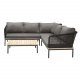 VENTURE DESIGN Andorra hjrne havesofa m. hynder - gr, natur akacietr, sort aluminium og reb