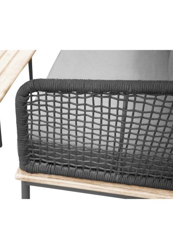 VENTURE DESIGN Andorra hjrne havesofa m. hynder - gr, natur akacietr, sort aluminium og reb