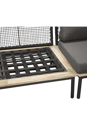 VENTURE DESIGN Andorra hjrne havesofa m. hynder - gr, natur akacietr, sort aluminium og reb