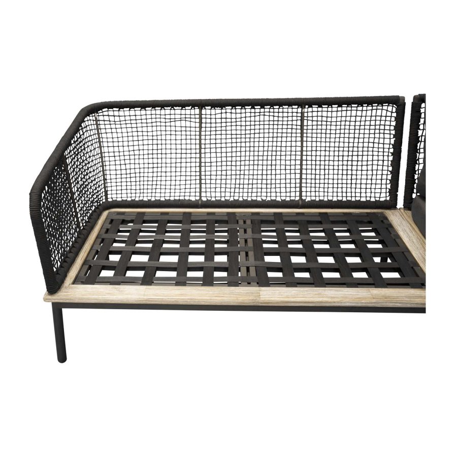 VENTURE DESIGN Andorra hjrne havesofa m. hynder - gr, natur akacietr, sort aluminium og reb