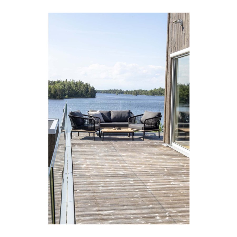 VENTURE DESIGN Andorra havest m. hynder - gr, natur akacietr, sort reb og aluminium 