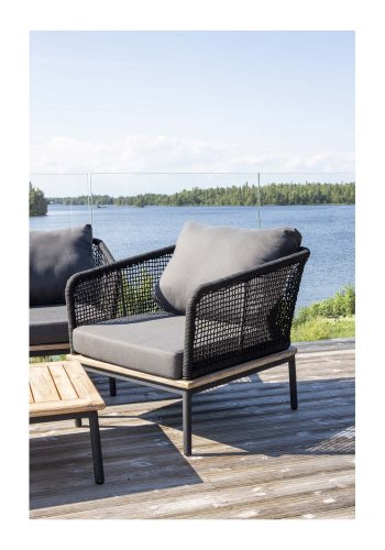 VENTURE DESIGN Andorra havest m. hynder - gr, natur akacietr, sort reb og aluminium 