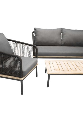 VENTURE DESIGN Andorra havest m. hynder - gr, natur akacietr, sort reb og aluminium 