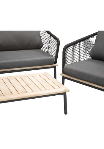 VENTURE DESIGN Andorra havest m. hynder - gr, natur akacietr, sort reb og aluminium 