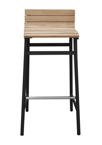 VENTURE DESIGN Mexico udendrs barstol m. fodsttte - natur akacietr og sort aluminium 