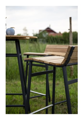 VENTURE DESIGN Mexico udendrs barstol m. fodsttte - natur akacietr og sort aluminium 