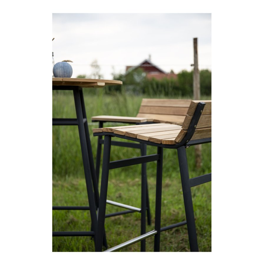 VENTURE DESIGN Mexico udendrs barstol m. fodsttte - natur akacietr og sort aluminium 