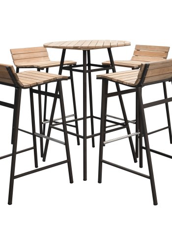 VENTURE DESIGN Mexico udendrs barstol m. fodsttte - natur akacietr og sort aluminium 