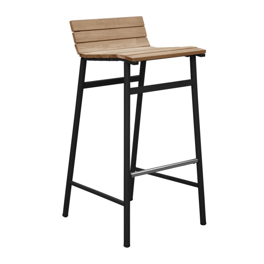 VENTURE DESIGN Mexico udendrs barstol m. fodsttte - natur akacietr og sort aluminium 