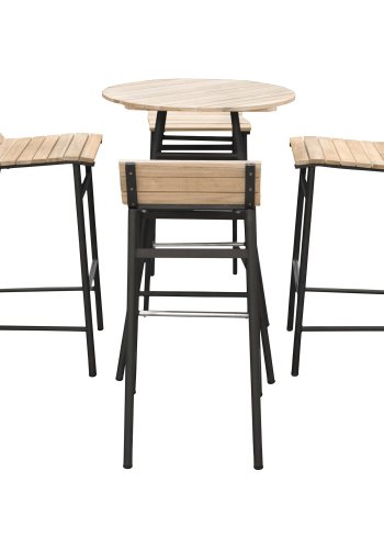 VENTURE DESIGN Mexico udendrs barstol m. fodsttte - natur akacietr og sort aluminium 