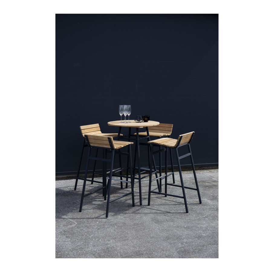 VENTURE DESIGN Mexico udendrs barstol m. rygln og fodsttte - natur akacietr og sort stl