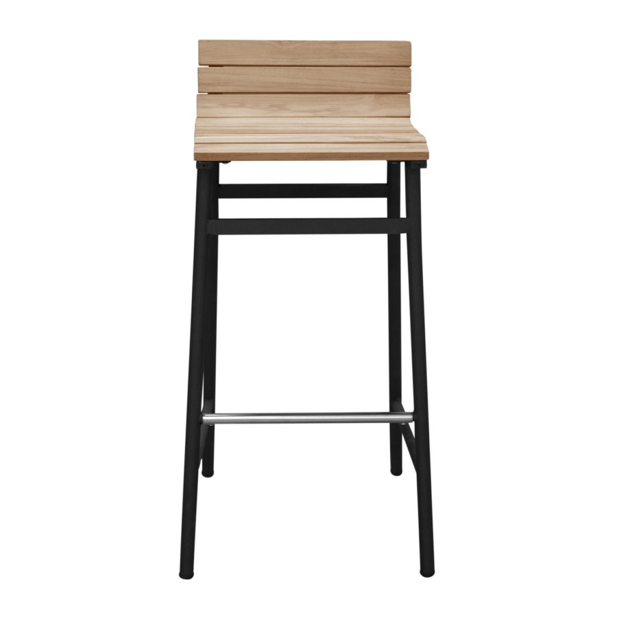 VENTURE DESIGN Mexico udendrs barstol m. rygln og fodsttte - natur akacietr og sort stl