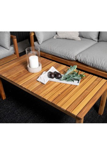 VENTURE DESIGN rektangulr Marion Double sofahavebnk m. armln - gr stof og natur akacietr 