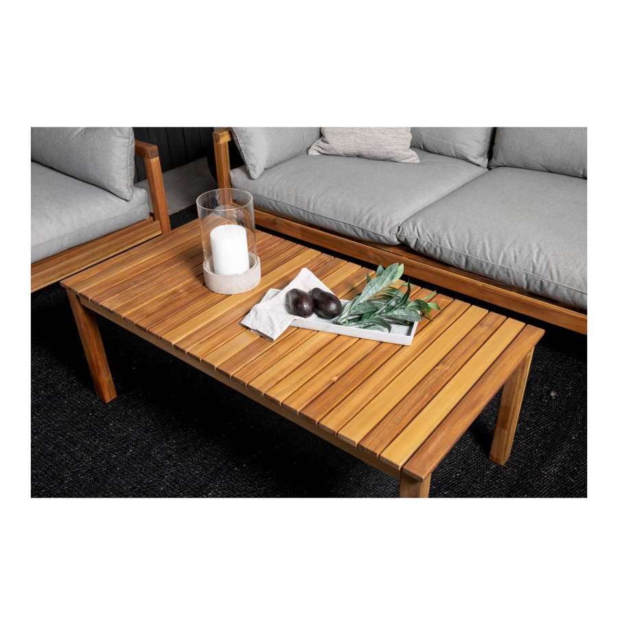 VENTURE DESIGN rektangulr Marion Double sofahavebnk m. armln - gr stof og natur akacietr 