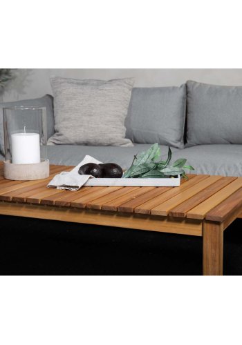 VENTURE DESIGN rektangulr Marion Double sofahavebnk m. armln - gr stof og natur akacietr 