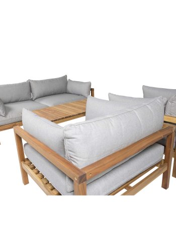 VENTURE DESIGN rektangulr Marion Double sofahavebnk m. armln - gr stof og natur akacietr 