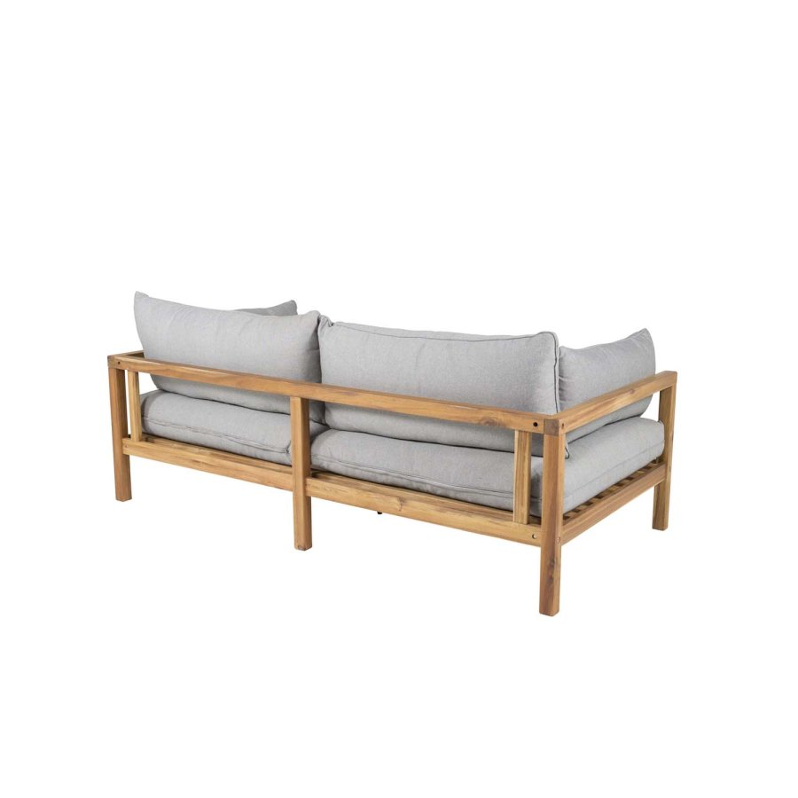 VENTURE DESIGN rektangulr Marion Double sofahavebnk m. armln - gr stof og natur akacietr 